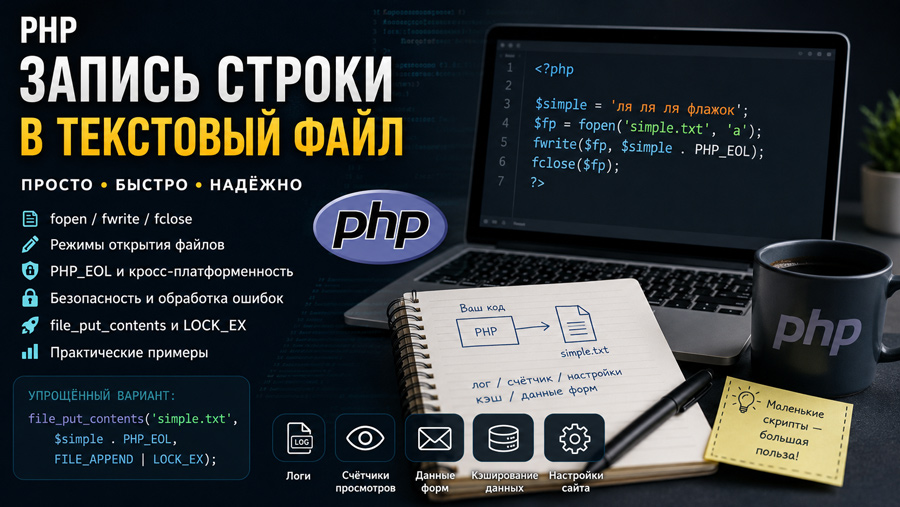 Записать строку в файл с помощью PHP